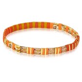 Twice As Nice Armband in goudkleurig edelstaal, tila beads, oranje, bruin