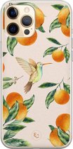 Hoesje geschikt voor iPhone 12 Pro - Tropical fruit - Soft Case - TPU - Natuur - Oranje - ELLECHIQ