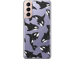 Hoesje geschikt voor Samsung Galaxy S21 - Orka - Soft Case - TPU - Print - Transparant - Mooie Telefoonhoesjes