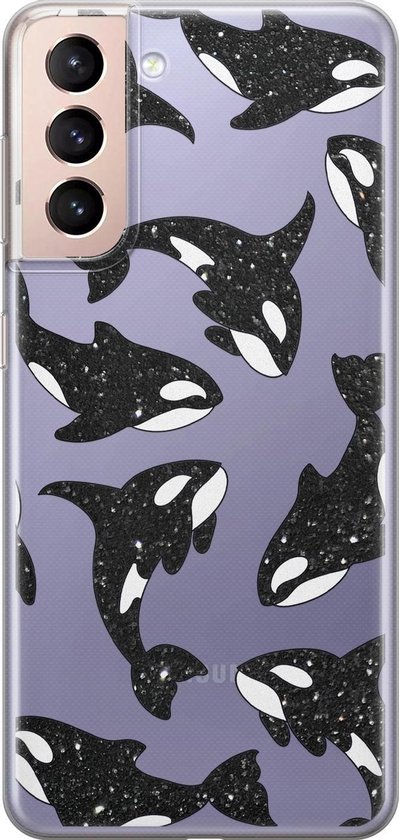 Hoesje geschikt voor Samsung Galaxy S21 - Orka - Soft Case - TPU - Print - Transparant - Mooie Telefoonhoesjes