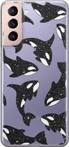 Samsung Galaxy S21 siliconen hoesje - Orka - Soft Case Telefoonhoesje - Transparant - Print