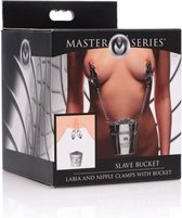 Slave Bucket Labia and Nipple Clamps - Silver - Suspension Bars