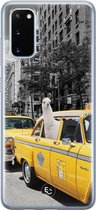 Samsung Galaxy S20 siliconen hoesje - Lama in taxi - Soft Case Telefoonhoesje - Grijs - Print