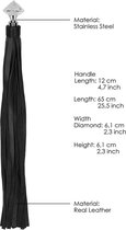 Sparkling Pointed Handle Leather Flogger - Black - Bondage Toys - Rabbit Vibrators