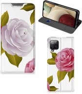 Telefoon Hoesje Cadeau voor haar Geschikt voor Samsung Galaxy A12 Wallet Flip Case Roses