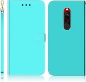 Voor Xiaomi Redmi 8 geÃ¯miteerd spiegelend oppervlak Horizontale flip lederen tas met houder & kaartsleuven & portemonnee en lanyard (mintgroen)