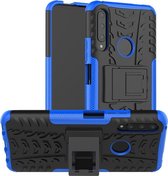 Voor Huawei Honor 9X Pro Tire Texture Shockproof TPU + PC beschermhoes met houder (blauw)