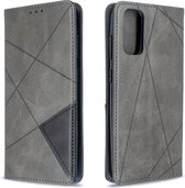 Voor Galaxy S20 Rhombus Texture Horizontaal Flip magnetisch lederen hoesje met houder & kaartsleuven (grijs)