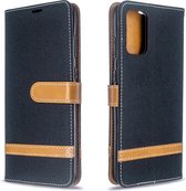 Voor Galaxy S20 Ultra Color Matching Denim Texture Horizontale Flip PU lederen tas met houder & kaartsleuven & portemonnee & Lanyard (zwart)