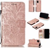 Lace Flower horizontale flip lederen tas met houder & kaartsleuven & portemonnee voor iPhone 11 (rose goud)