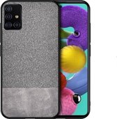 Voor Galaxy A71 schokbestendige splitsing PU + doektextuur PC + TPU beschermhoes (grijs)