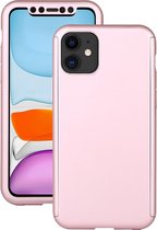 Voor iPhone 11 schokbestendige pc volledige dekking beschermhoes met gehard glasfilm (rose goud)