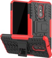 Tire Texture TPU + PC schokbestendige hoes voor LG Q Stylo 5, met houder (rood)