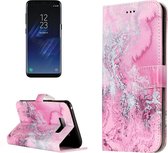 Voor Galaxy S8 roze zeewaterpatroon Horizontale flip lederen beschermhoes met houder en kaartsleuven en portemonnee