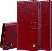 Business Style Oil Wax Texture Horizontal Flip Leather Case voor Huawei Y7 (2019), met houder & kaartsleuven & portemonnee (rood)