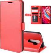 Voor xiaomi redmi note 8 pro r64 textuur enkele vouw horizontale flip lederen case met houder & kaartsleuven & portemonnee (rood)