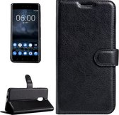 Voor Nokia 6 Litchi Texture Horizontaal Leren Flip Case met Magnetische Gesp & Houder & Kaartsleuven & Portemonnee (Zwart)