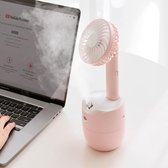 LLD-21 3.2-5.2W Deelbare Shakeable 3-speed Control Cool Handheld Fan met Luchtbevochtiger + Opladen + Storage GeÃ¯ntegreerde Basis, Capaciteit Watertank: 300 ml (Roze)