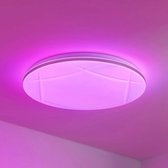 Lindby - Slimme plafondlamp - RGB - met dimmer - 1licht - metaal, kunststof - H: 7.5 cm - wit, opaal - Inclusief lichtbron