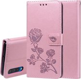Rose reliÃ«f horizontaal Flip PU lederen tas voor Galaxy A50, met houder & kaartsleuven & portemonnee (Rose Gold)