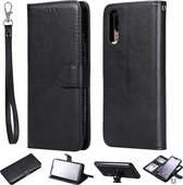 Voor Huawei P20 Effen kleur Horizontale Flip Beschermhoes met houder & kaartsleuven & portemonnee & fotolijst & lanyard (zwart)