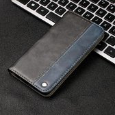 Zakelijke effen kleur stiksels horizontale flip lederen tas voor Galaxy M30, met houder & kaartsleuven & portemonnee & lanyard (blauw)