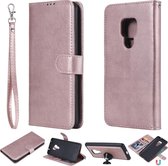 Voor Huawei Mate 20 Effen kleur Horizontale Flip Beschermhoes met houder & kaartsleuven & portemonnee & fotolijst & lanyard (rose goud)