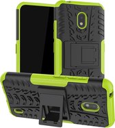 Voor Nokia 2.2 Tire Texture TPU + PC Shockproof Case met houder (groen)