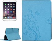 Voor iPad mini 3 geperst bloemen vlinderpatroon horizontale flip PU lederen tas met magnetische gesp & houder & kaartsleuven & portemonnee (blauw)