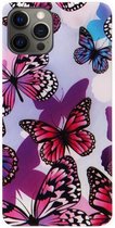 ADEL Siliconen Back Cover Softcase Hoesje Geschikt voor iPhone 12 Pro Max - Vlinder Roze