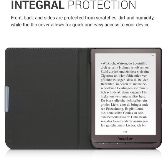 kwmobile hoes geschikt voor Pocketbook InkPad 3 / 3 Pro / Color / Vivlio InkPad 3 - Stoffen beschermhoes voor e-reader in blauw van Merkloos — afbeelding 5