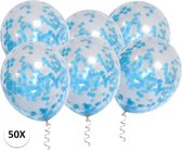 Licht Blauw Confetti Ballonnen 50 Stuks Luxe Gender Reveal Versiering Babyshower Verjaardag Blauw Papier Confetti Ballon