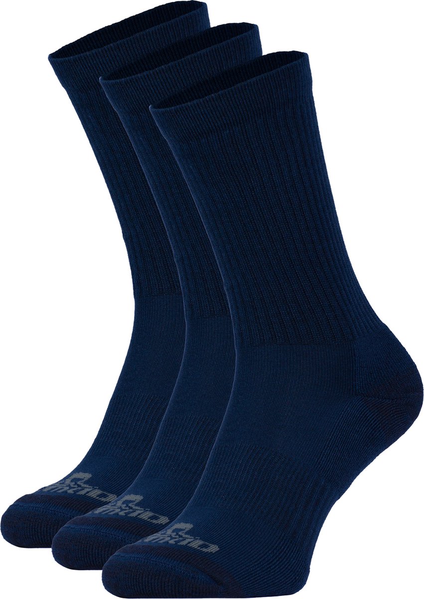 NOMAD® 3 Pack Sokken Maat 39-42 | Polyester Wandelsokken Crew 3-pack Donkerblauw | Naadloos | Dames & Heren | Comfortabel & Dempend