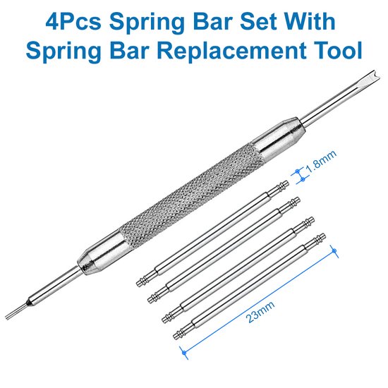 MMOBIEL Horlogeband - Inkort Set - 4 Pack Roestvrij Stalen Horlogeband Pinnen 23MM - 1,8 mm Pinnetjes - inclusief Uitbouwgereedschap