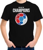 USA WK supporter t-shirt - we are the champions met USA voetbal - zwart - kinderen - kleding / shirt 134/140