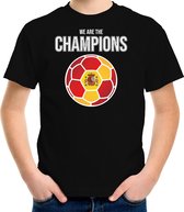 Spanje EK/ WK supporter t-shirt - we are the champions met Spaanse voetbal - zwart - kinderen - kleding / shirt L (146-152)