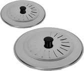 Set van 2x stuks universele RVS spatdeksels/pannendeksels met stoomuitlaat 20 cm/30 cm