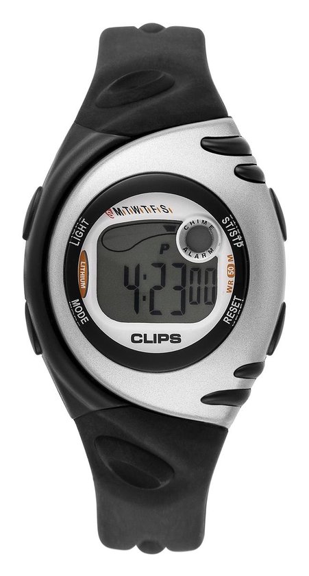 Clips 539-1002-84 Horloge – Rubber – Zwart – Ø 38.5 mm
