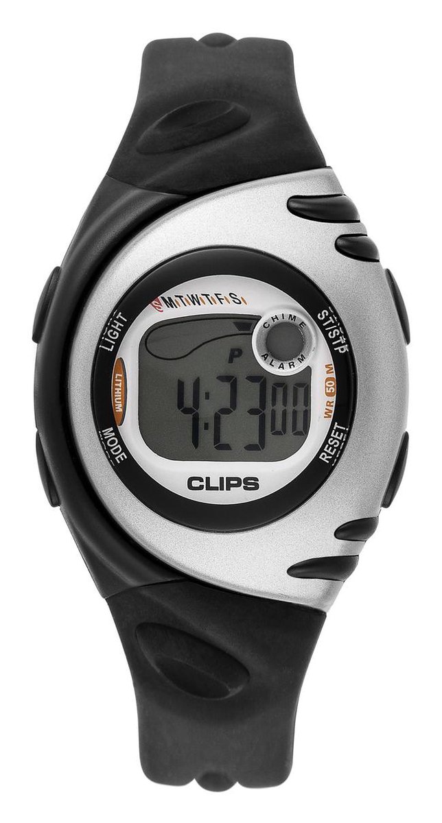 Clips 539-1002-84 Horloge - Rubber - Zwart - Ø 38.5 mm