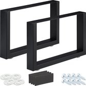 Relaxdays Tafelonderstel zwart - 2 stuks - tafelpoten metaal - industrieel - tafelframe - 64 x 40 cm