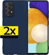 Samsung A52 Hoesje Siliconen - Samsung Galaxy A52 Case - Samsung A52 Hoes Donkerblauw - 2 Stuks