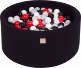 Ronde Ballenbak set incl 300 ballen 90x40cm - Zwart: Zwart, Grijs, Rood, Wit