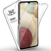 Samsung A12 hoesje Dual TPU Case - Galaxy A12 hoesje 360° Cover 2 in 1 Case ( Voor en Achter) Transparant