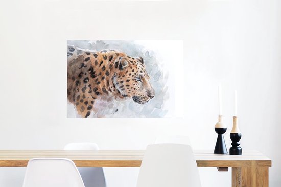 Affiche Léopard - Aquarelle - Blauw - 60x40 cm