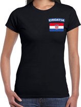 Croatia t-shirt met vlag zwart op borst voor dames - Kroatie landen shirt - supporter kleding S