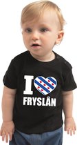 I love Fryslan baby shirt zwart jongens en meisjes - Kraamcadeau - Babykleding - Friesland landen t-shirt 80 (7-12 maanden)