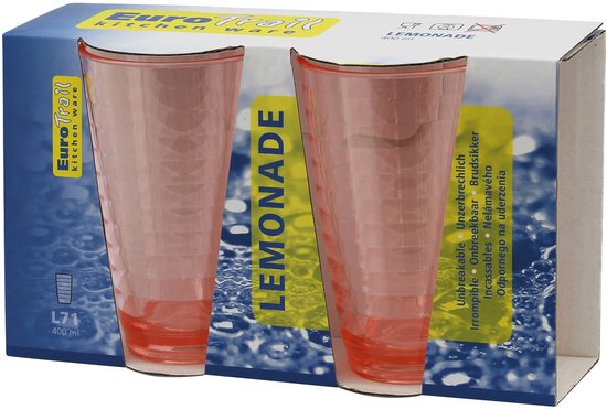 Eurotrail Limonade glas - 400 ml - 2 st. - Red — afbeelding 3