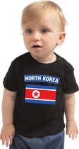 North-Korea baby shirt met vlag zwart jongens en meisjes - Kraamcadeau - Babykleding - Noord-Korea landen t-shirt 68 (3-6 maanden)