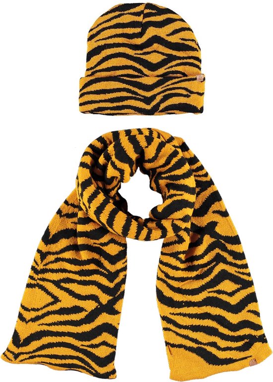 Luxe kinder winterset sjaal en muts tijger print okergeel - Warme winter  mutsen en... | bol.com