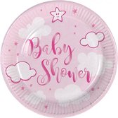 feestborden Baby Shower 18 cm karton roze 8 stuks